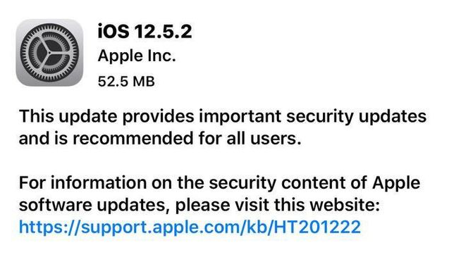 扬州苹果手机维修分享iOS12.5.2发布，建议所有老苹果用户安装 